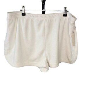 Anthropologie Womens Terry Towel Side Slit Shorts Size XL White Pull On Cover Up